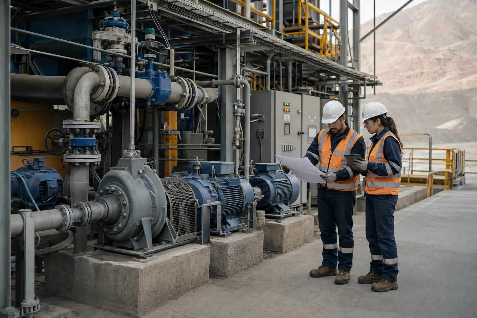 Imagen ilustrativa de profesionales revisando una instalación industrial